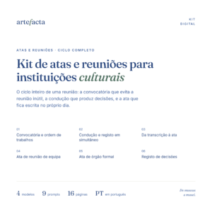 Kit de atas e reuniões para instituições culturais
