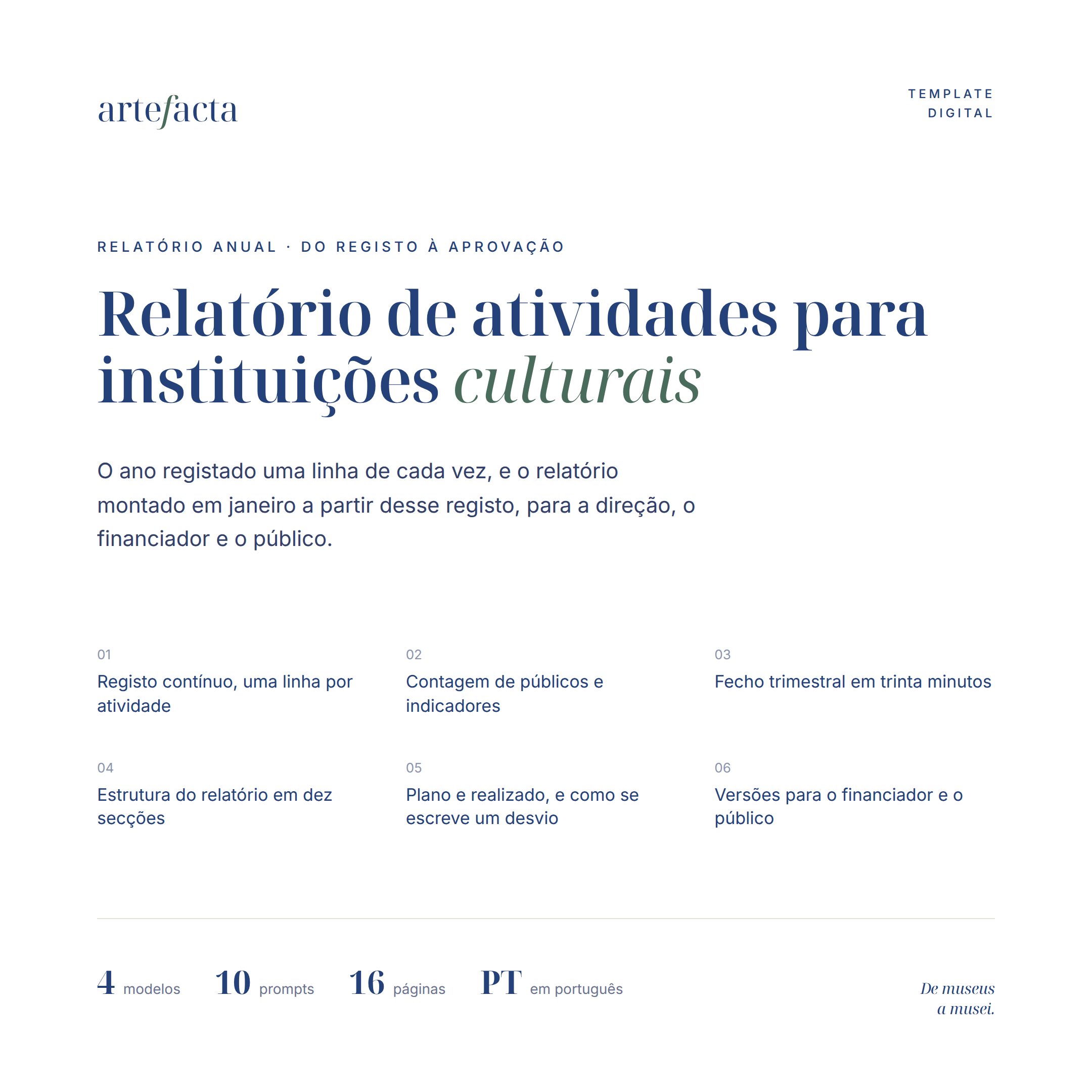 Relatório de atividades para instituições culturais